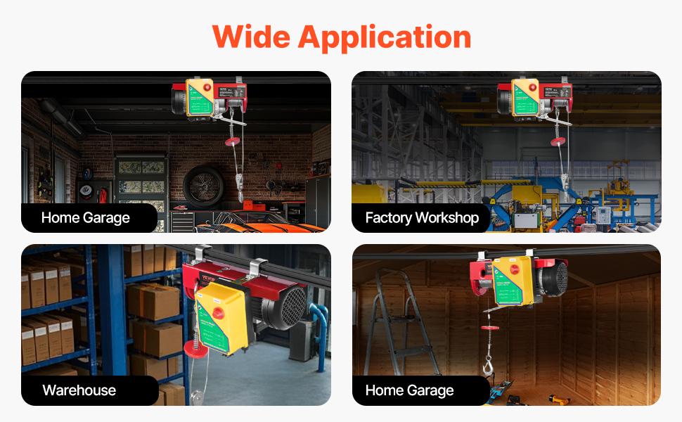 VEVOR Electric Hoist, 1760 lbs 120V Electric Winch with 328 ft Wireless Remote Control, 40 ft Single Cable Lifting Height, Single/Double Slings, Emergency Stop, Lift Hoist for Garage Warehouse Factory