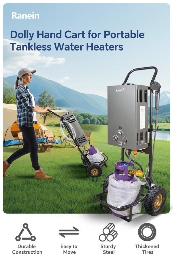 Ranein Compact Foldable Gas-Powered Instant Heat Tankless Water Heater, 6L 1.58 GPM Multi-Modes Portable Propane Unit for Outdoor Users, Grey RO4KY