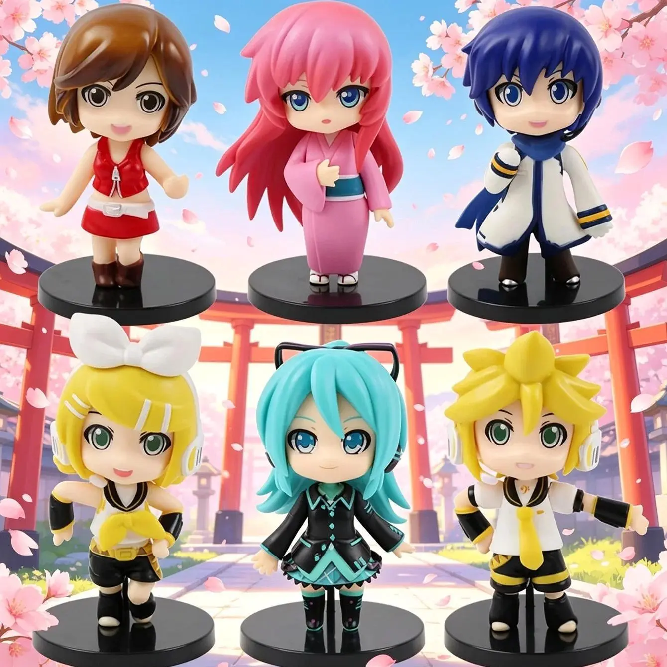 Vocaloid Anime Figure Set – Miku Luka MEIKO KAITO Rin Len Cute PVC Collectible Toys Q Version Desk Decoration & Gift Popular toys 2026 Hot selling toys