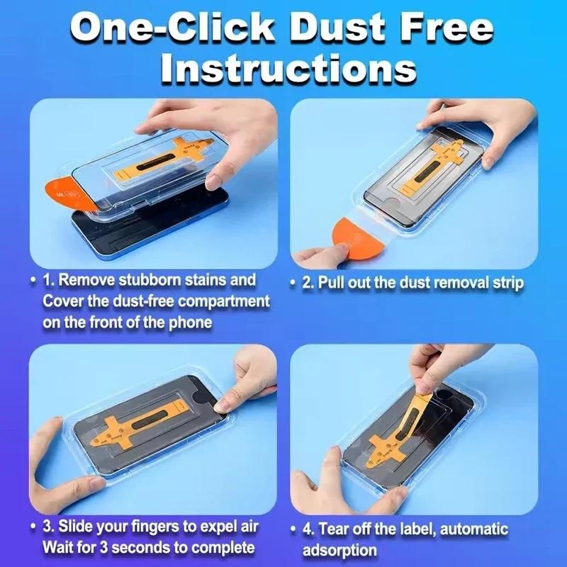 4-Pack 4K HD Oleophobic Coating Dust free Installation Screen Protector Compatible For iPhone 17 Pro Max 17 Air 16 Pro 16e 15 Plus 14 13 12 11 Pro Max X XS MAX XR Easy One-Click Application, No Dust, Anti-Fingerprint, Shatter-Proof with Tool Included
