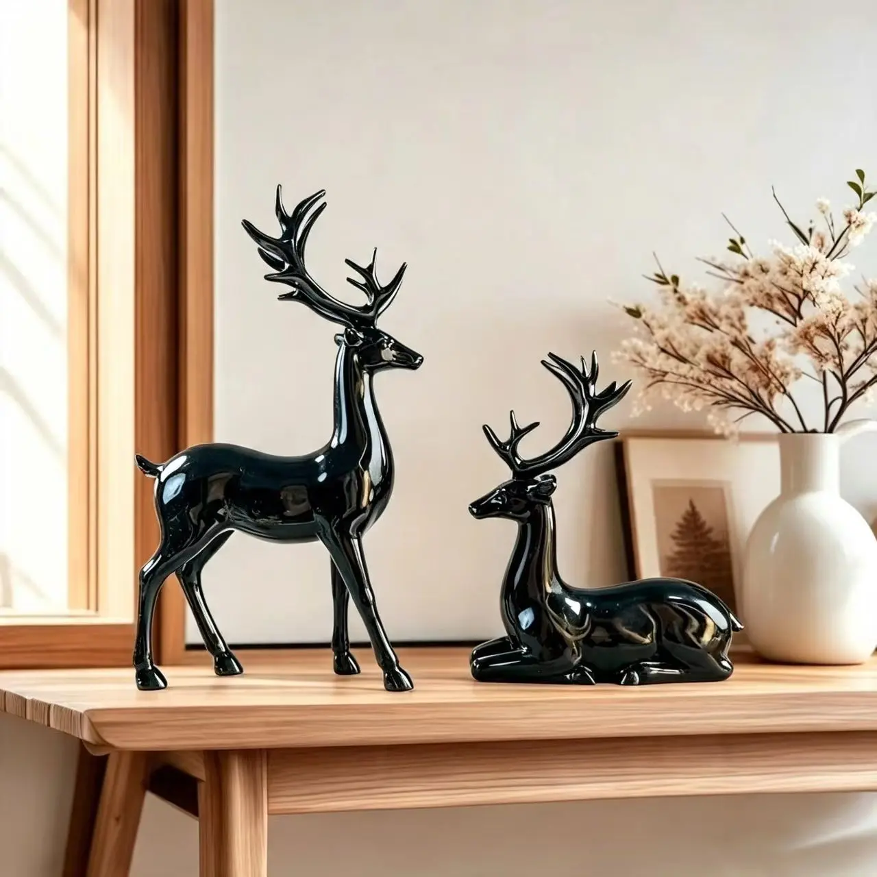 Attractive Deer Home Decor Sculpture, Living Room Artistic Decoration, High-Quality Deer Ornament for TV Cabinet & Entryway, Decorative Statues