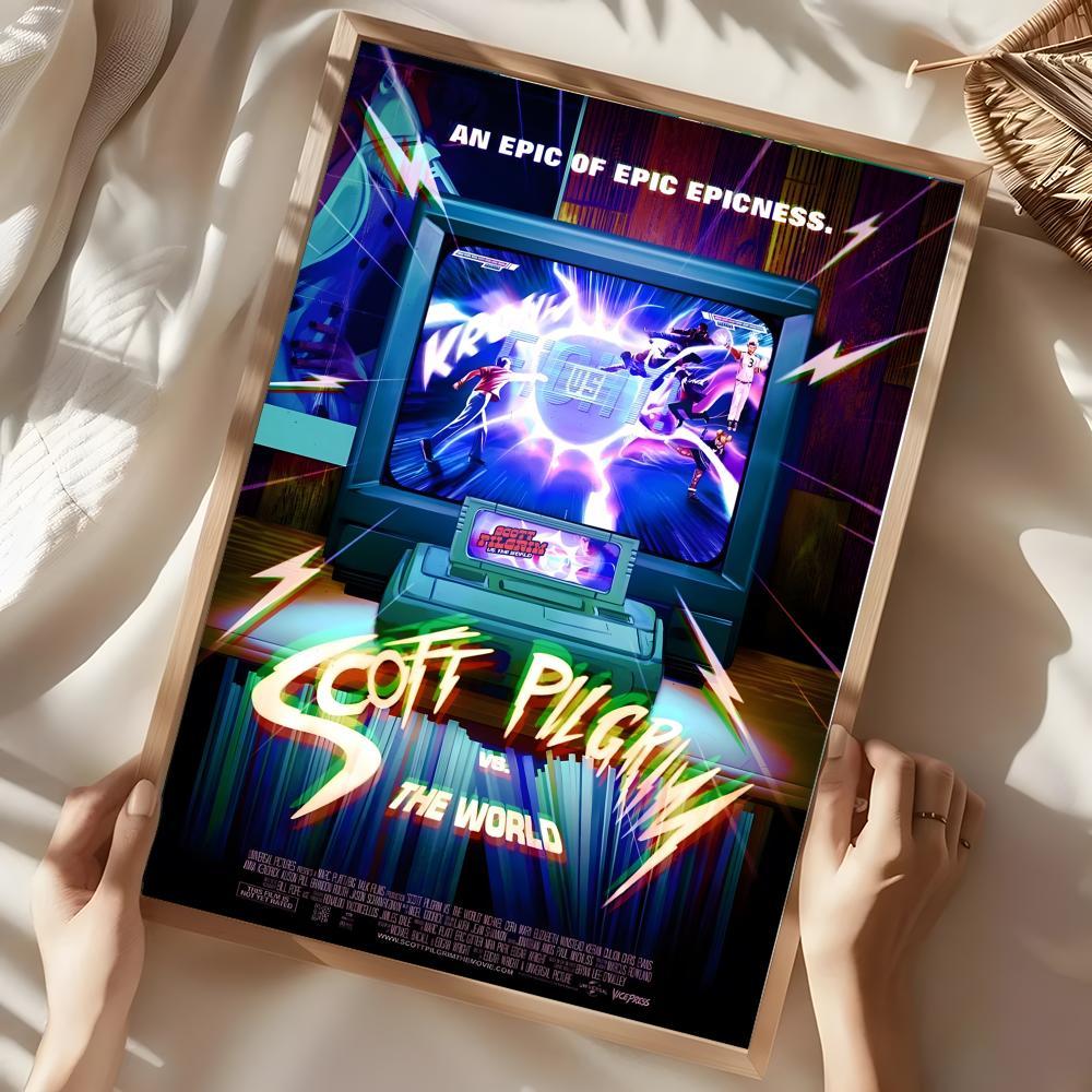 S-Scott P-Pilgrim vs. the World Poster Illustrations Wall art print art suitable for living room bedroom bar parlor home decoration gift  Custom Photo Poster  Personalized Wall Art