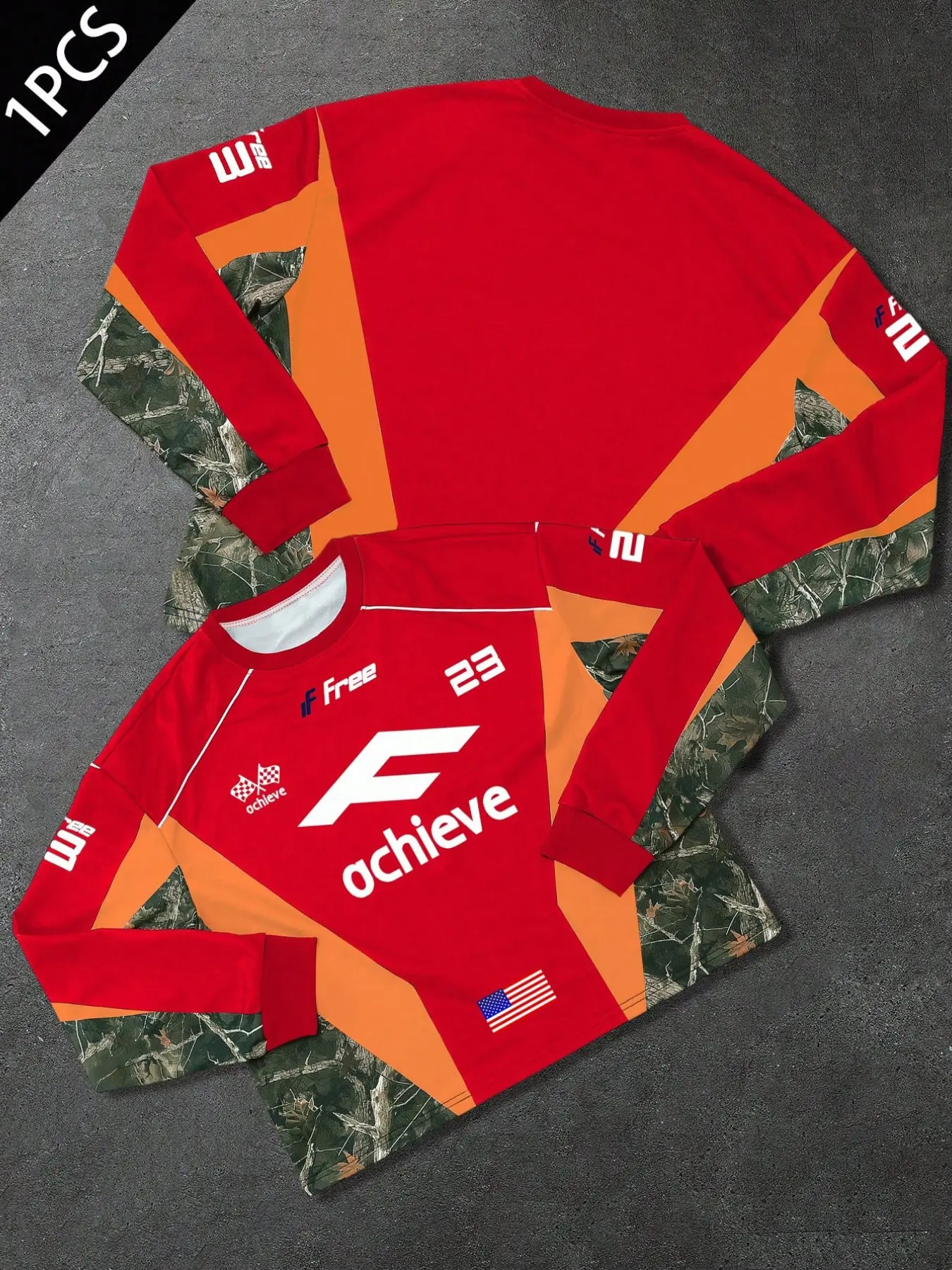 Men's Casual Camo Styles Racing Car Print Sweatshirt Top, Colorblock Design, Short Sleeve, Loose Fit, Perfect for Daily Wear & Street Style, Casual Streetwear Top
