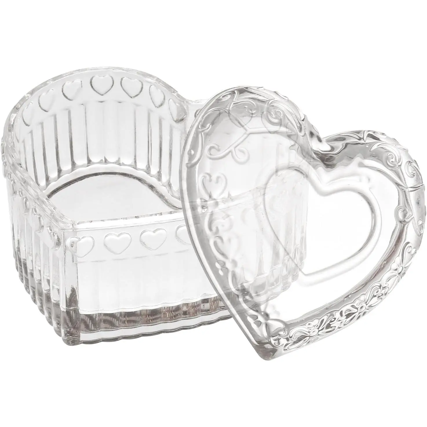Glass  Box for Girls Heart Shaped Container with  Small Decorative Trinket Organizer for  Room Decor  Clear Storage Jar for Rings Earrings Necklaces