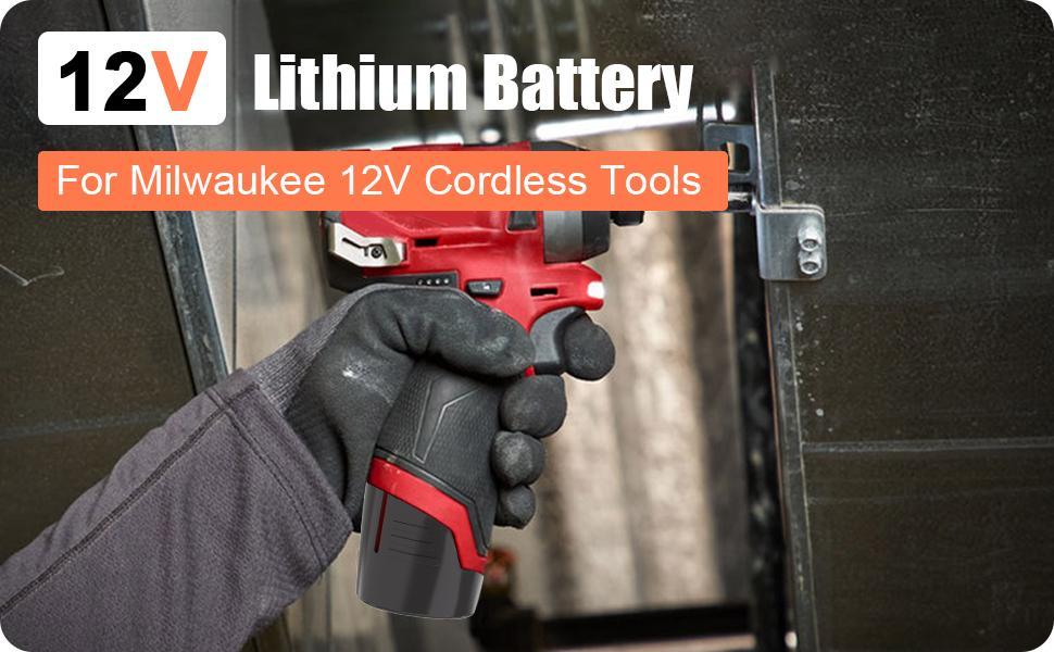 3Ah 12V Lithium Battery Compatible for Milwaukee 12V Battery, Compatible for Milwaukee ∧∧-12 Battery 12 Volt Cordless Tools 48-11-2401 48-11-2412 48-11-2411 48-11-2420 48-11-2440 power tool  batteries drill  battery