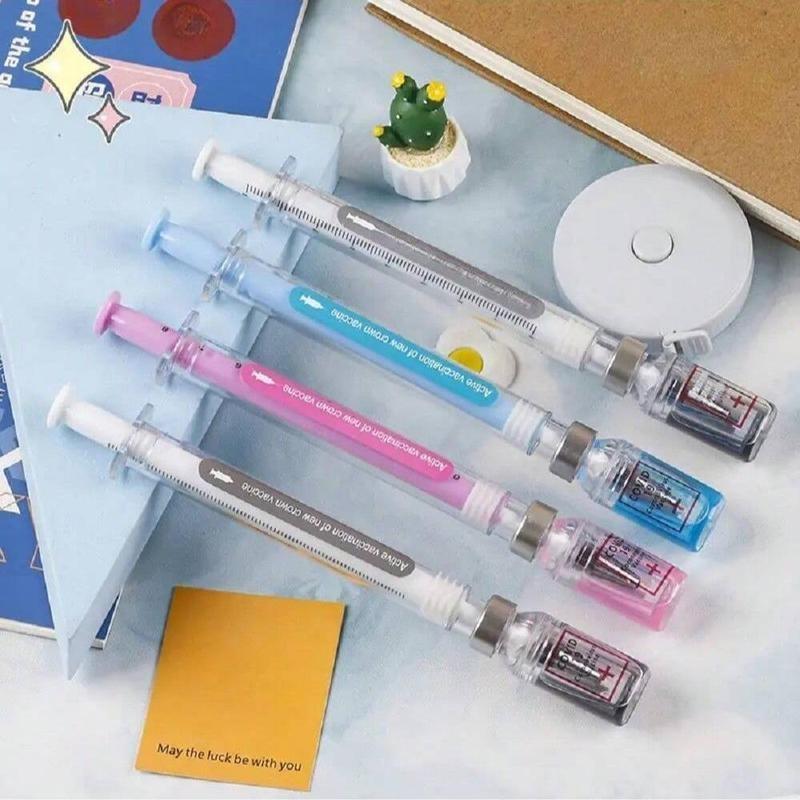 Creative Syringe Shaped Gel Pen, 1/3 Counts Portable 0.5mm Multi-purpose Writing Pen, Modern Funny Writing Pen, Unique Pens for Students Office Workers, Funny Teacher Pens, Writing Markers Supplies, Office Stationery & Supplies