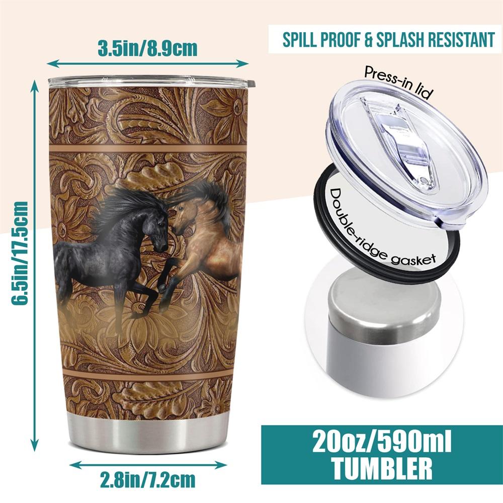 Horse Pattern Tumbler, 1 Count Stainless Steel Insulated Cup, Durable Water Bottle, Gift for Horse Lovers and Equestrians, Drinkware, Insulated Travel Drinkware