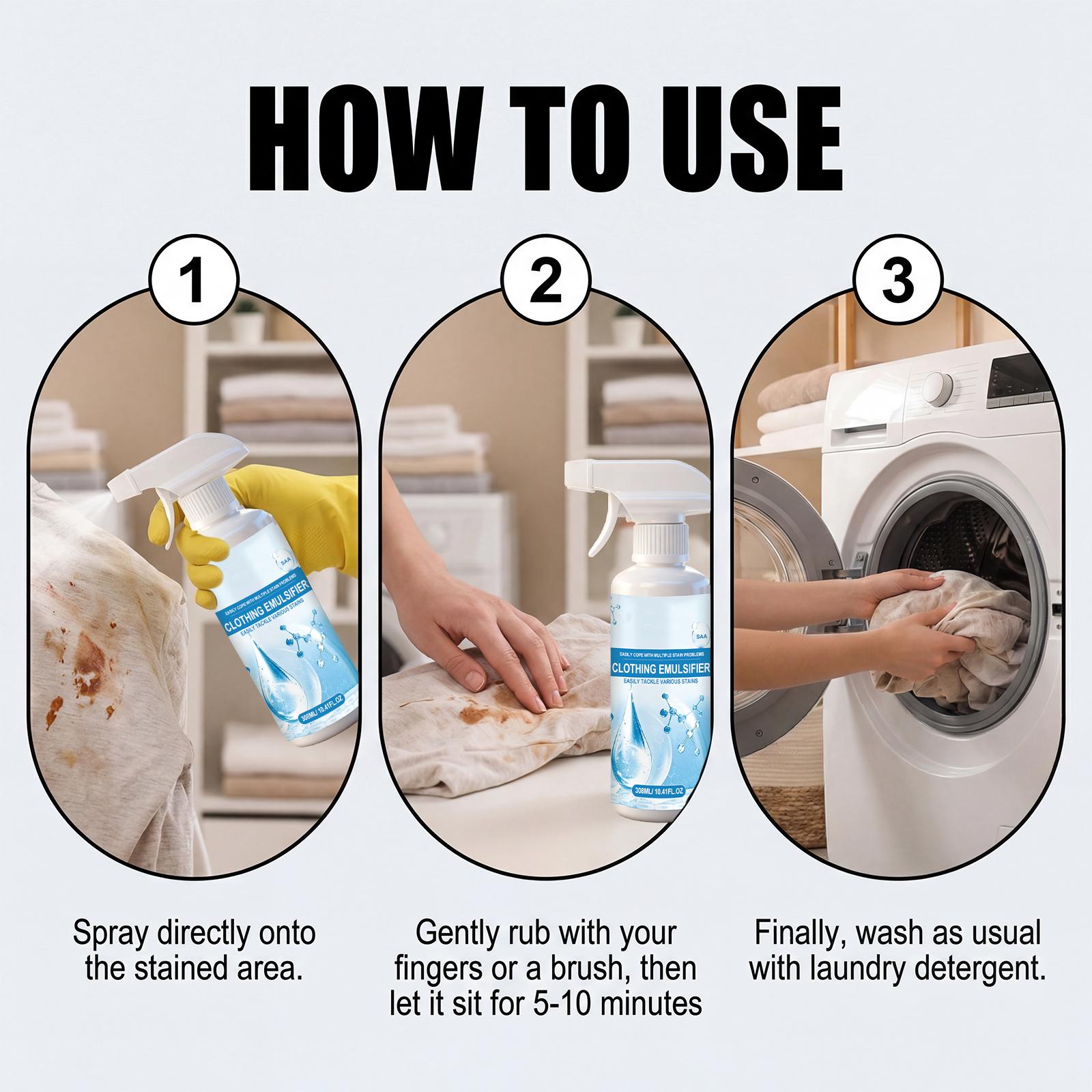 Clothing Stain Remover, Quick Stain Removal for Tough Stains, Gentle Cleaning Agent, Convenient Stain Remover for Clothes