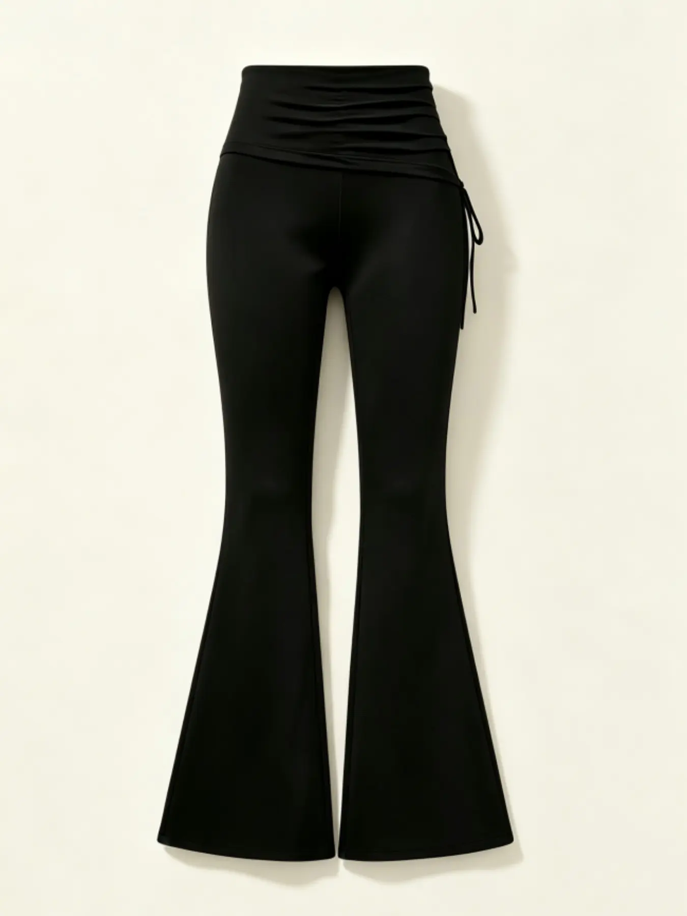 Women's Solid Color Tie Side Flare Leg Pants, Casual Comfy Bell Bottom Trousers for Daily Wear, Ladies Bottoms for All Seasons, Basic