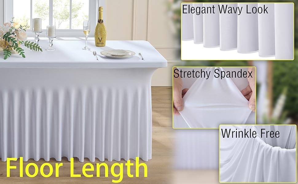 PLL1 Pack Spandex Tablecloth for Rectangle Tables(4/6/8ft)Stain and Wrinkle Resistant Washable Table Cover for Kitchen Wedding Banquet Restaurant Party