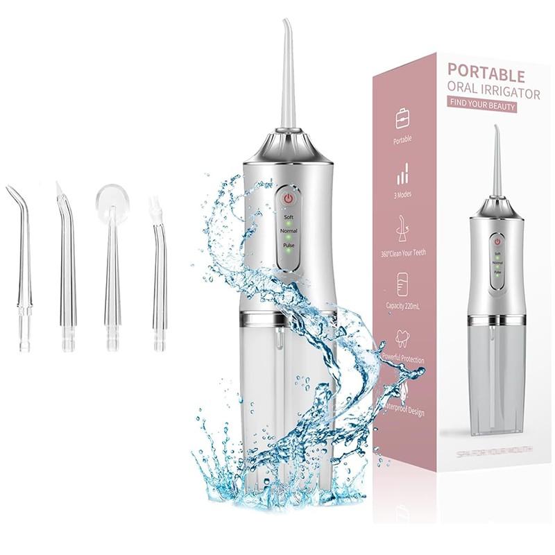Electric Water Flosser, Portable Rechargeable Oral Irrigator with 4pcs Multifunctional Nozzle for Home & Travel, Personal Oral Care Appliance, Oral Hygiene Kit, Dental Water Flosser, Cordless Water Flossers