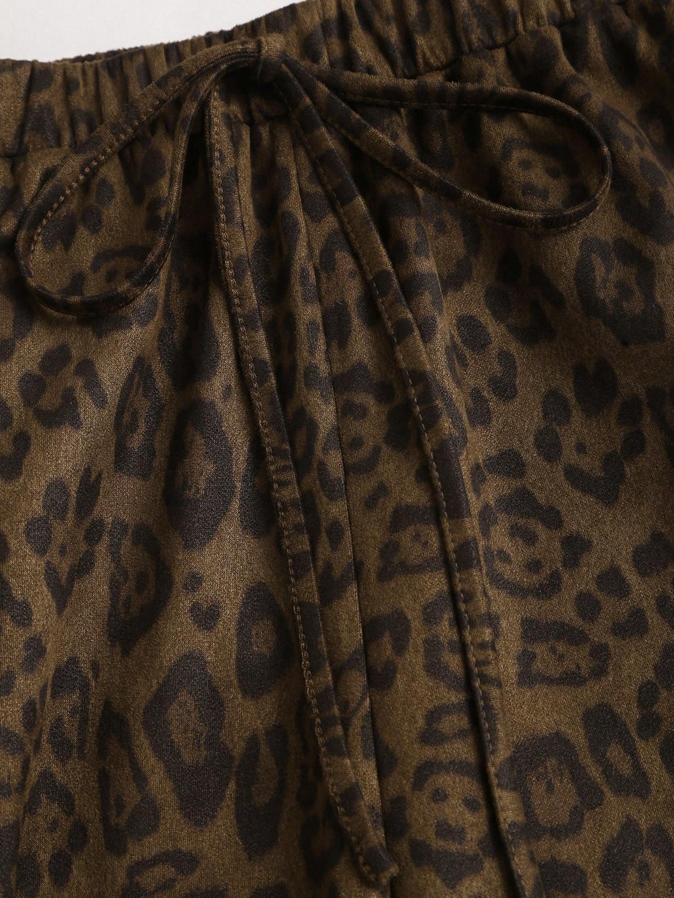 Women's Casual Leopard Print Wide Leg Pants, Loose Fit High Waist Trousers, Comfortable Fashion Bottoms for Daily Wear Women's Casual Leopard Print Wide Leg Pants, Loose Fit High Waist Trousers, Comfortable Fashion Bottoms for Daily Wear