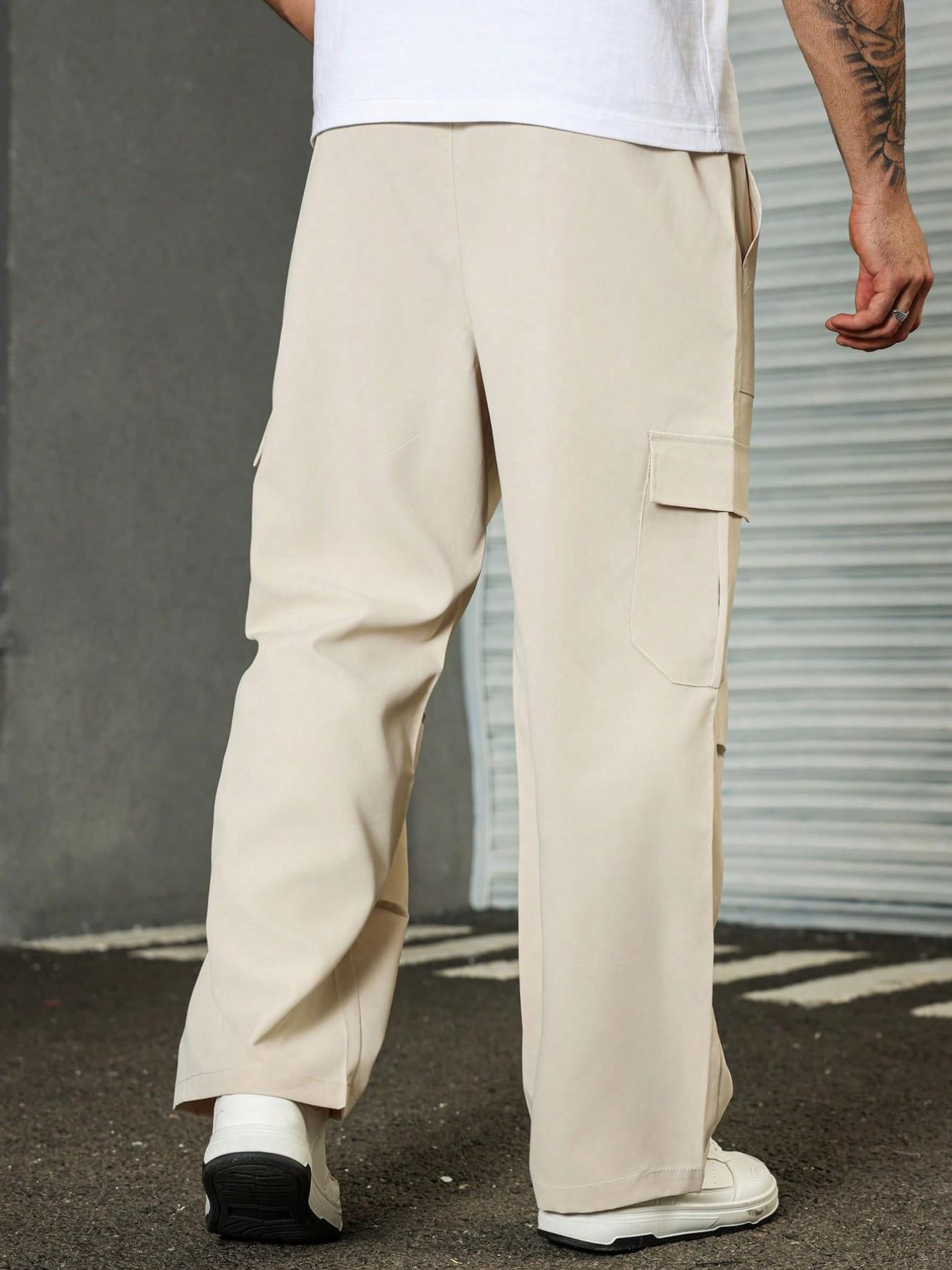 Men's Plus Size Lightweight Work Pants, Elastic Waist Drawstring Zipper Pockets, Comfortable Breathable, Ideal for Outdoor Casual Wear