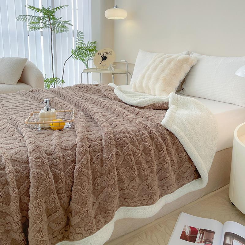 Thick Warm Plush Blanket, Diamond Pattern Flannel Throw, Style Bedroom Decor, Sofa Bed Cover, Living Room Rug, Dorm Essential