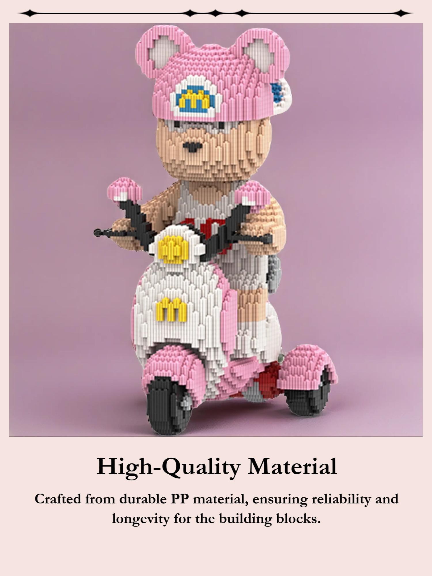 Bear Stem Building Blocks Set, 6800 Pieces 40cm High Creative Sporty Three-Wheel Bear Toy, Unique Gift for Kids and Home Decoration, Building Block Sets, Building Block Model, Brick