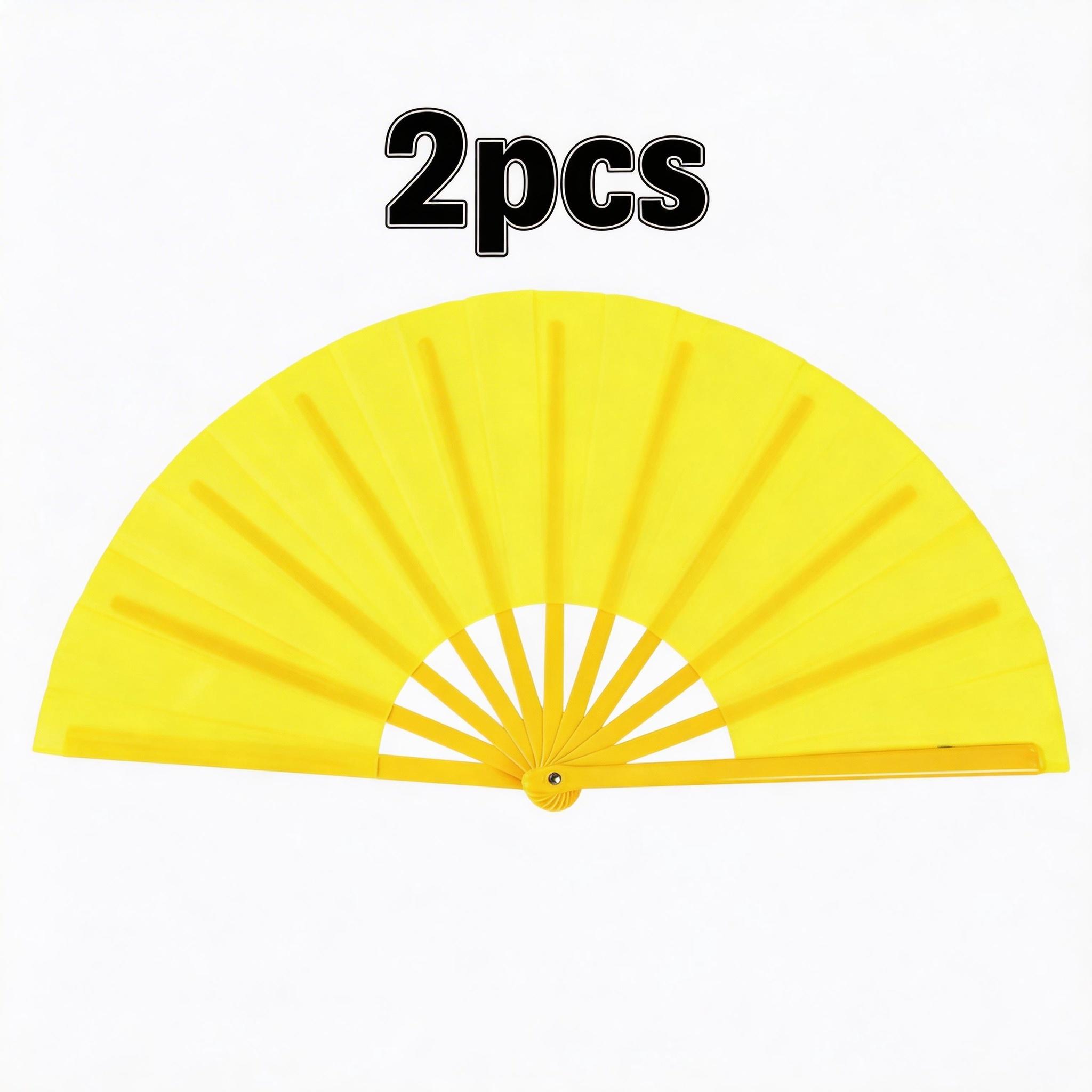 2 Pcs Colorful Kung Fu Sound Fans, 10 Inch Chinese Dance Plastic Fan, Martial Arts Performance Tai Chi Dual-Sided Folding Fan