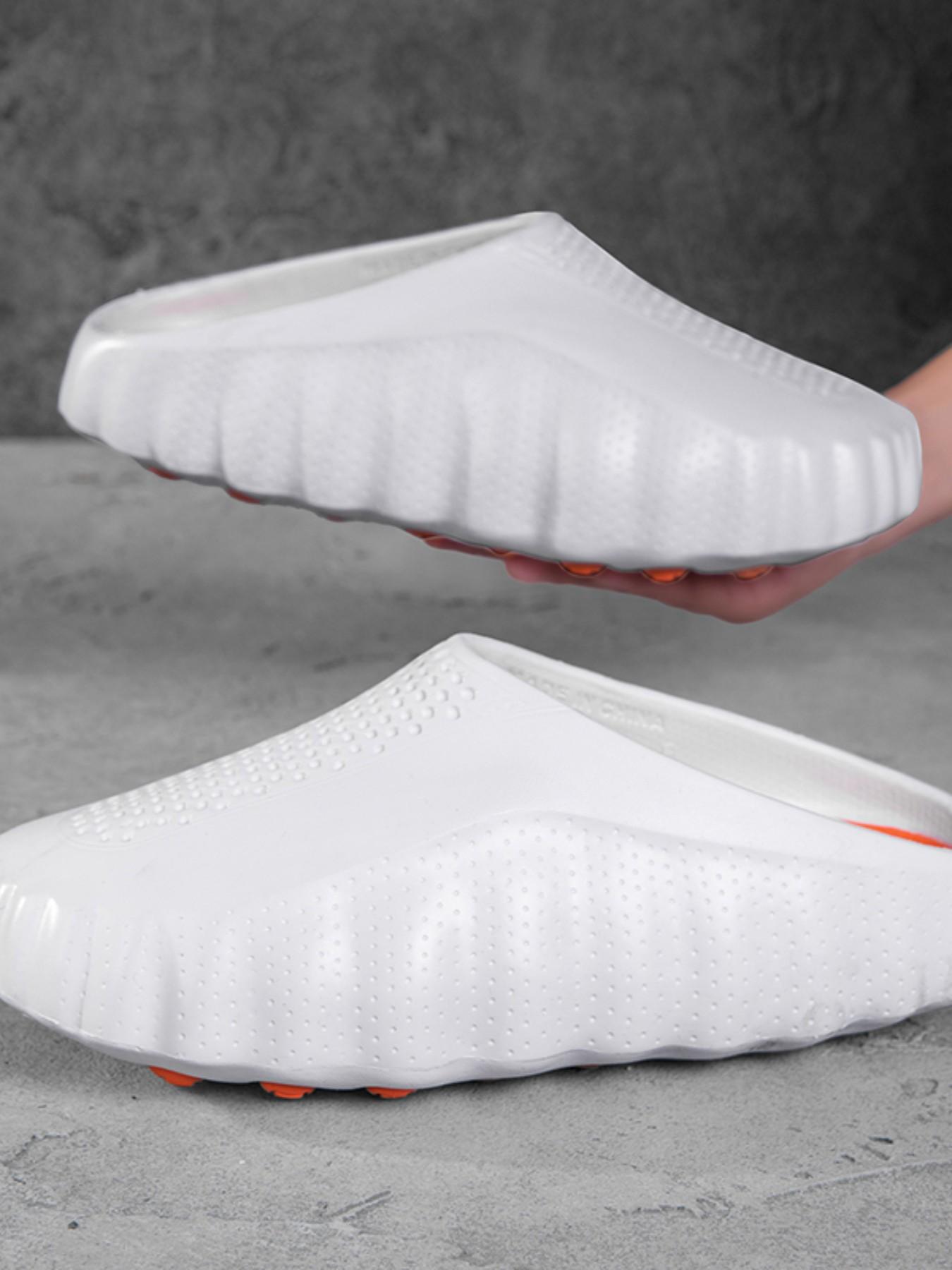 Trendy Holey Shoes with Massage Sole, Lightweight Outdoor Sandals, Thick Anti-Slip Bottom, Shock Absorption Particles, Comfortable Flip Flops