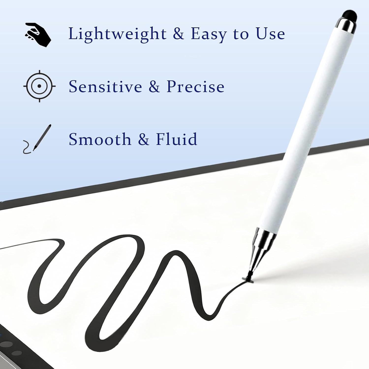3-Pack Smooth Universal Stylus Pen Accessories for All Touchscreen Devices, 2-in-1 Precision Disc Tip Stylus Compatible with Android, iOS, Tablet, Smartphone – Perfect for Writing, Drawing