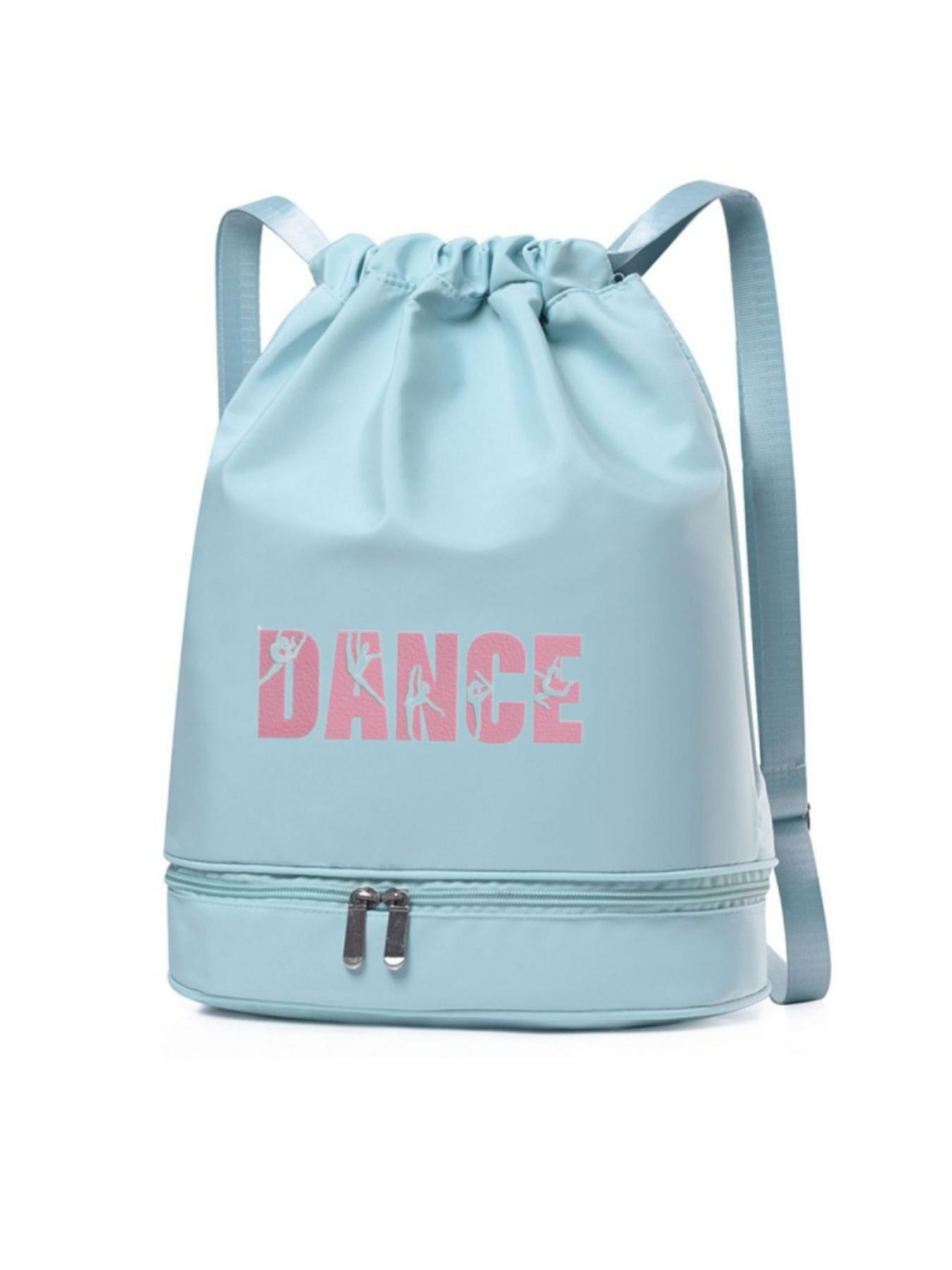 Women's Dance Backpack, Customizable Letter Print, Lightweight High-Quality, Adjustable Straps, Shoe Compartment, Rose