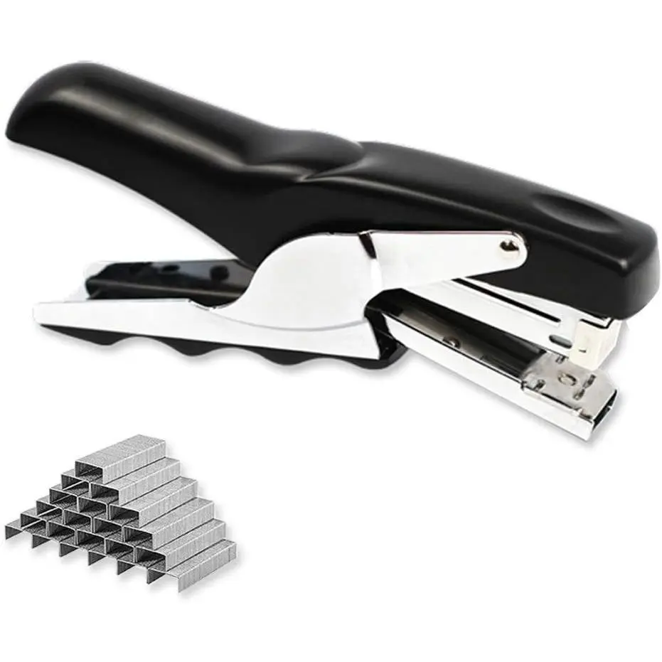 Stapler with 1000 Staples-Plier Stapler Save 60% Power,Good for Stapling at Home School or Warehouse (Black Plier Stapler)