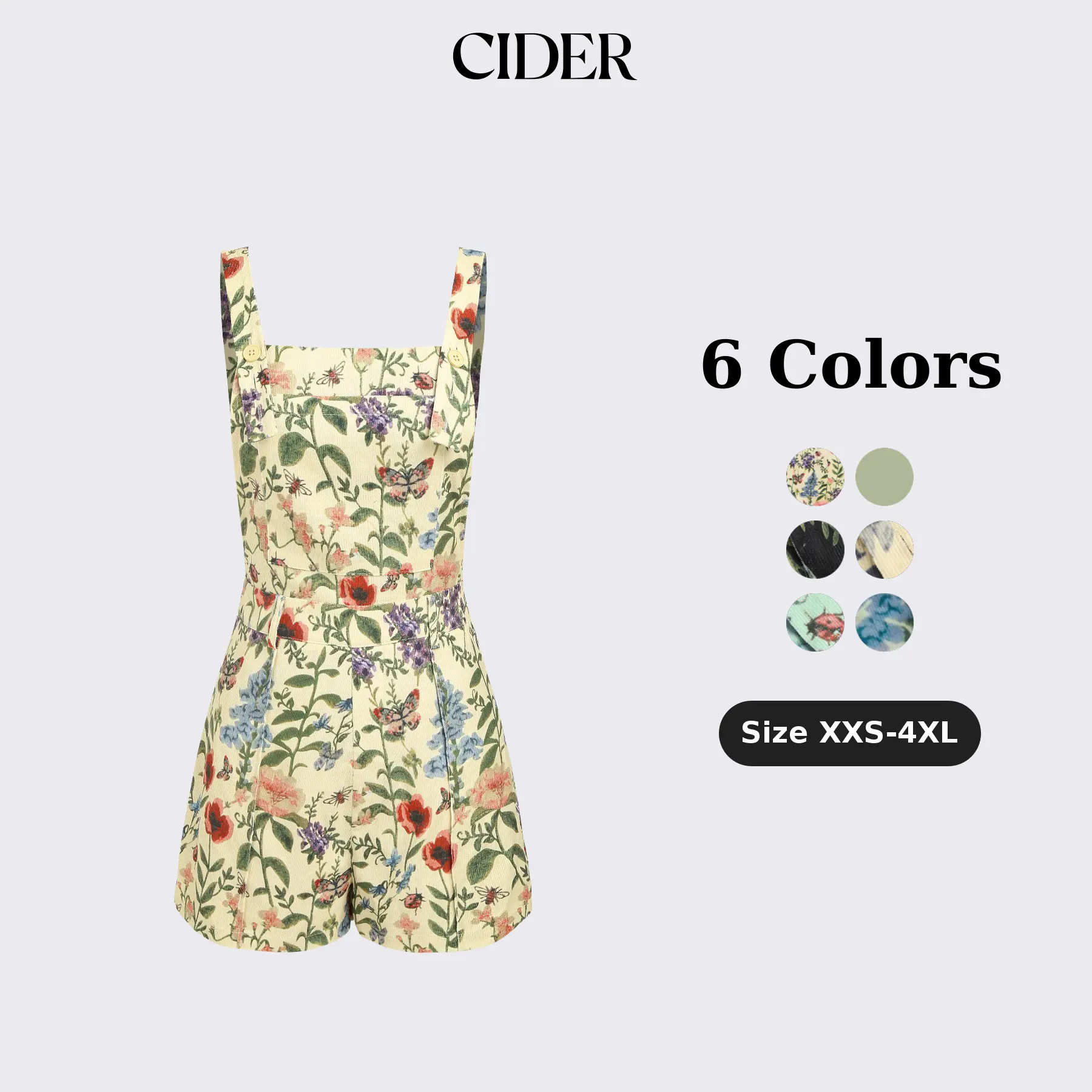 Cider Lightweight Corduroy Floral Button Romper