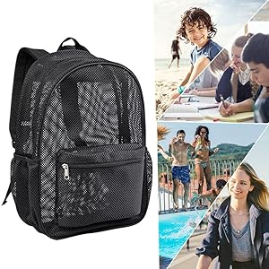 COVAX Large Capacity Heavy-Duty Breathable Mesh Backpack - See-Through College Bag with Padded Shoulder Straps, Easy Access for Swimming, Outdoor Sports, Large Capacity Backpack, Swimming Gear