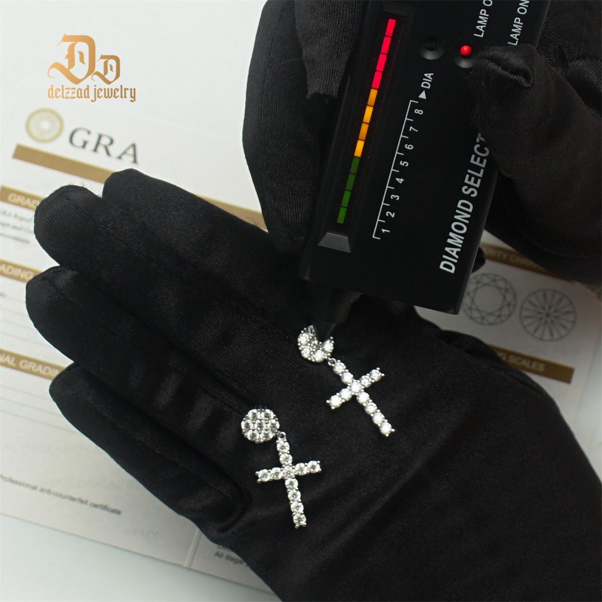 Delzzad Studded Cross Dangle Earrings S925 VVS Synthetic Moissanite Hip Hop Earrings Jewelry Perfect Birthday Mother’s Day Christmas Gift for Men Women Silver Earrings Golden Earrings Wedding Set Springtok