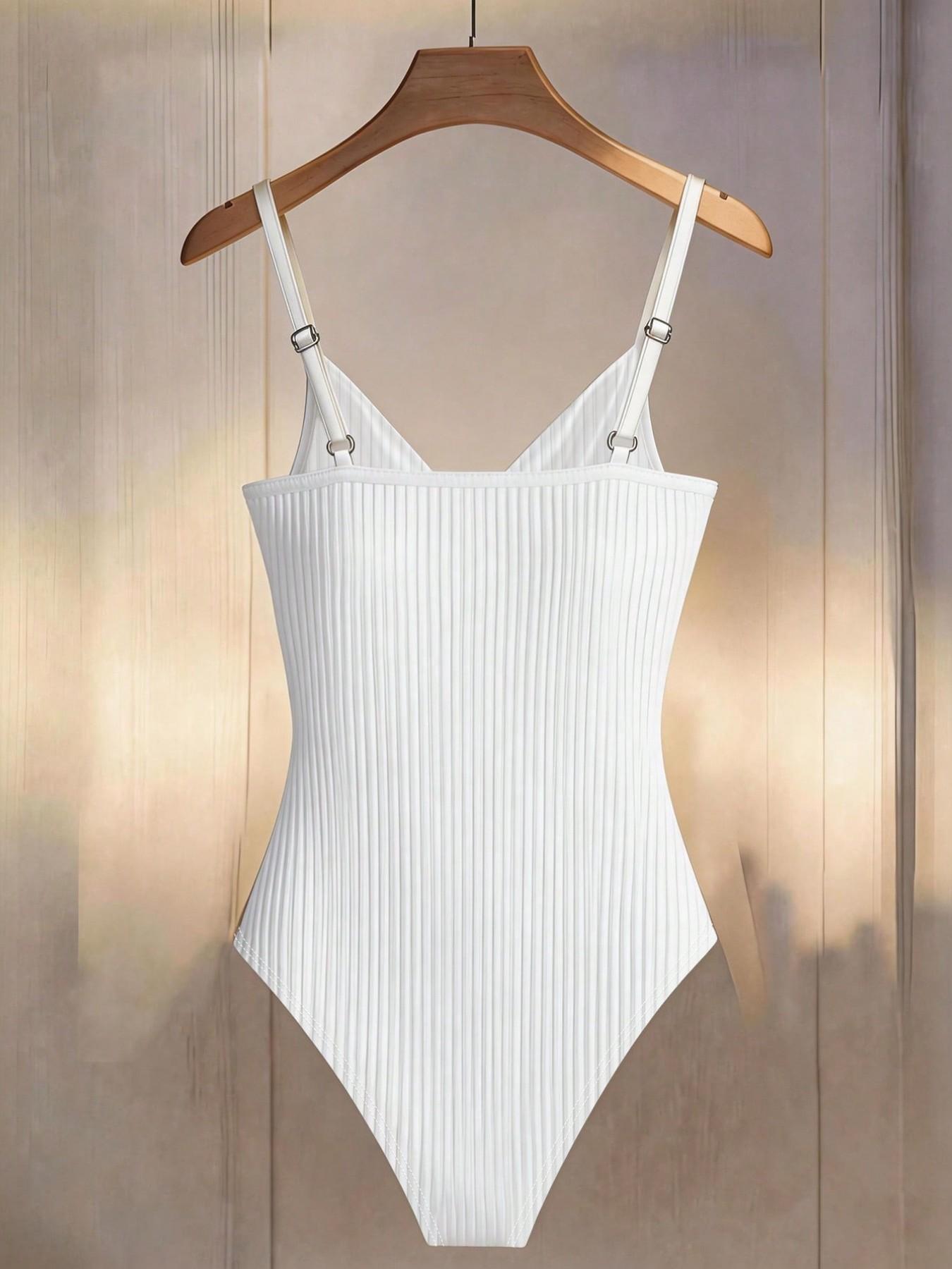 French Style Drop Shoulder V-Neck One-Piece Tank Top, Elastic Waist Slim Fit, Perfect for Everyday, Coffee Shops, Casual Vacations, Photo Ops, Girl Friend Gatherings