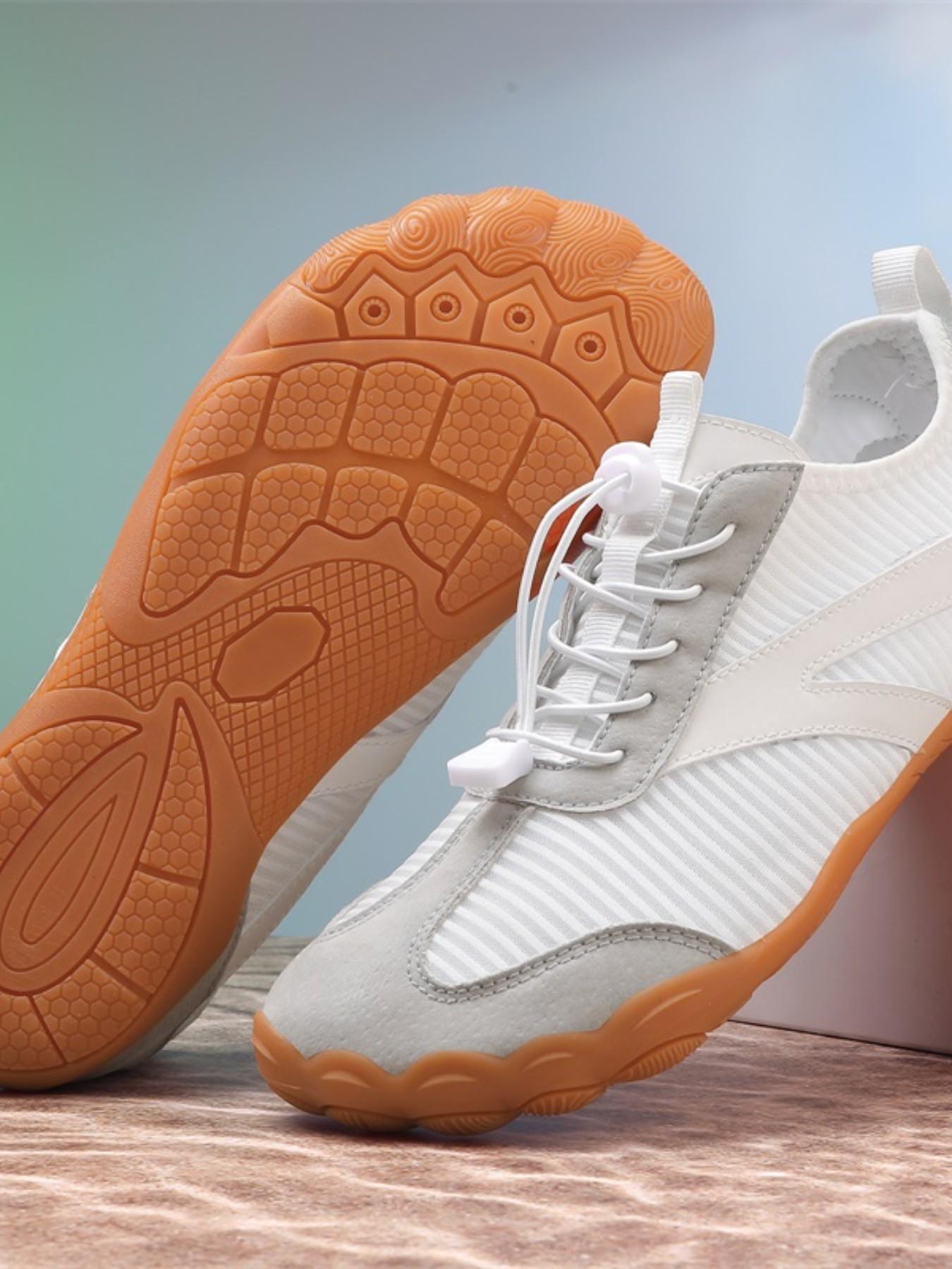 Couple Five-Finger Yoga Shoes, Casual Indoor Fitness Sneakers, Mesh Fabric, Rubber Sole, Wide Fit, Solid Color, China Made