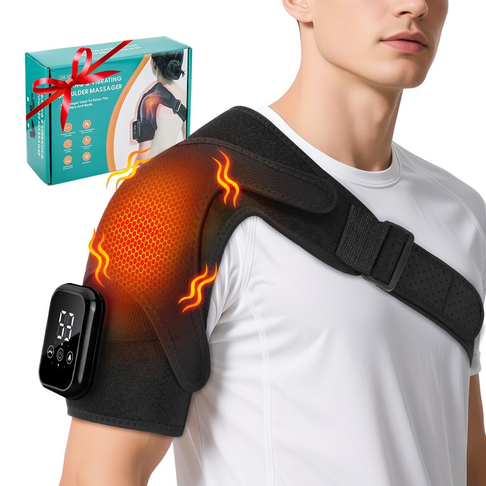 3 Vibration Modes Heating Shoulder Support, Healthcare, 2500mah Rechargeable, Portable, Extended Strap, Touch Screen Timer, Left Right Universal, Christmas Gift