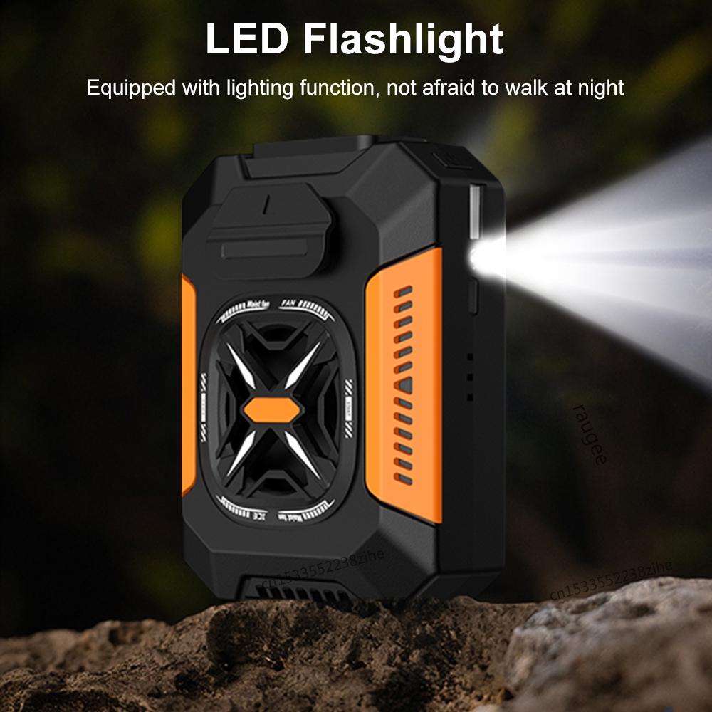 Portable Waist Fan USB Rechargeable Waist Clip Fan with Power Bank Personal Cooling Fan Wearable Belt Fan Lithium Battery Fan Battery Powered Fan for Outdoor Travel Working Sport