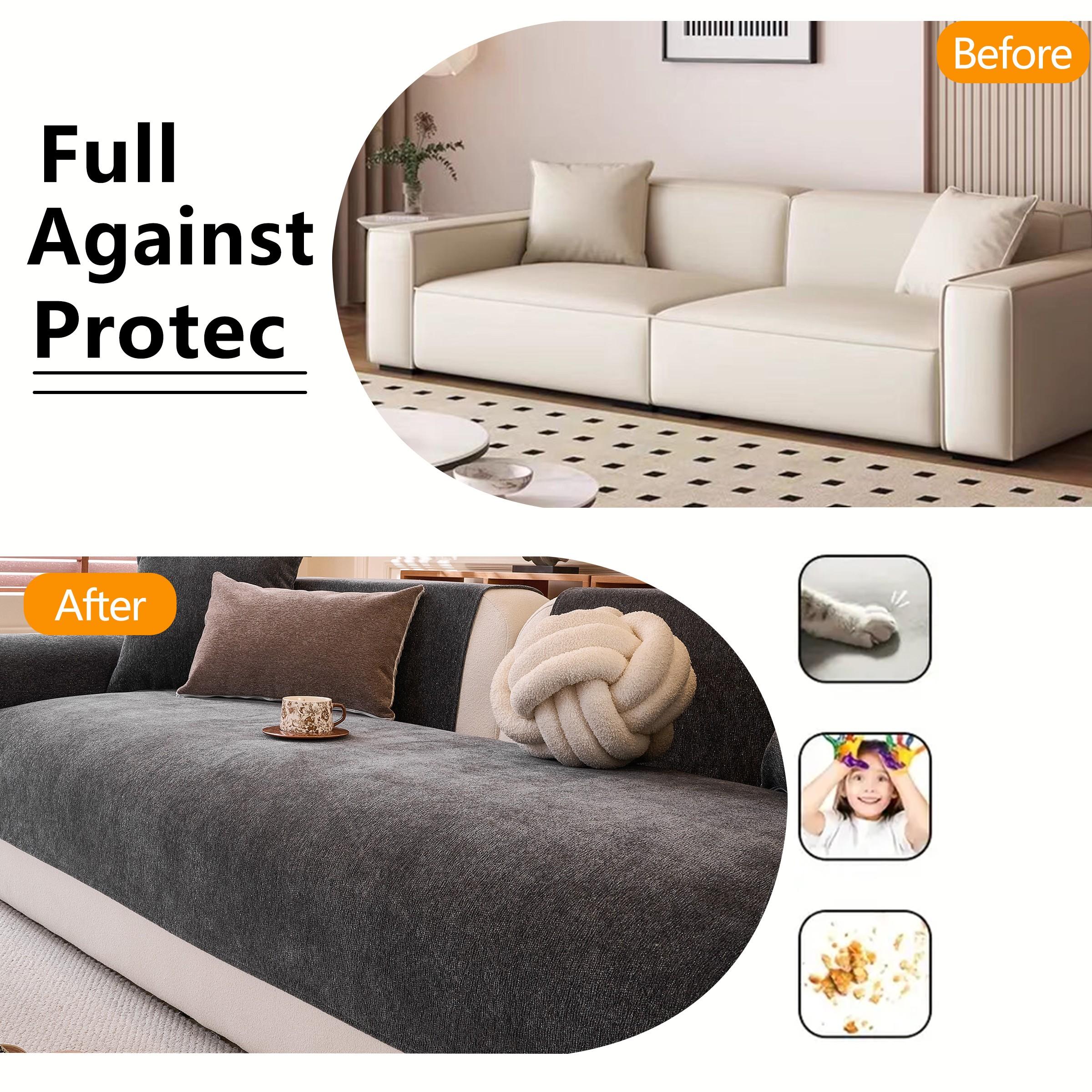 Modern Soft Chenille Sofa Protector, Scratch-Resistant, Non-Slip, Fits All Sofas, Pet-Friendly, Durable, Home Decor Essential