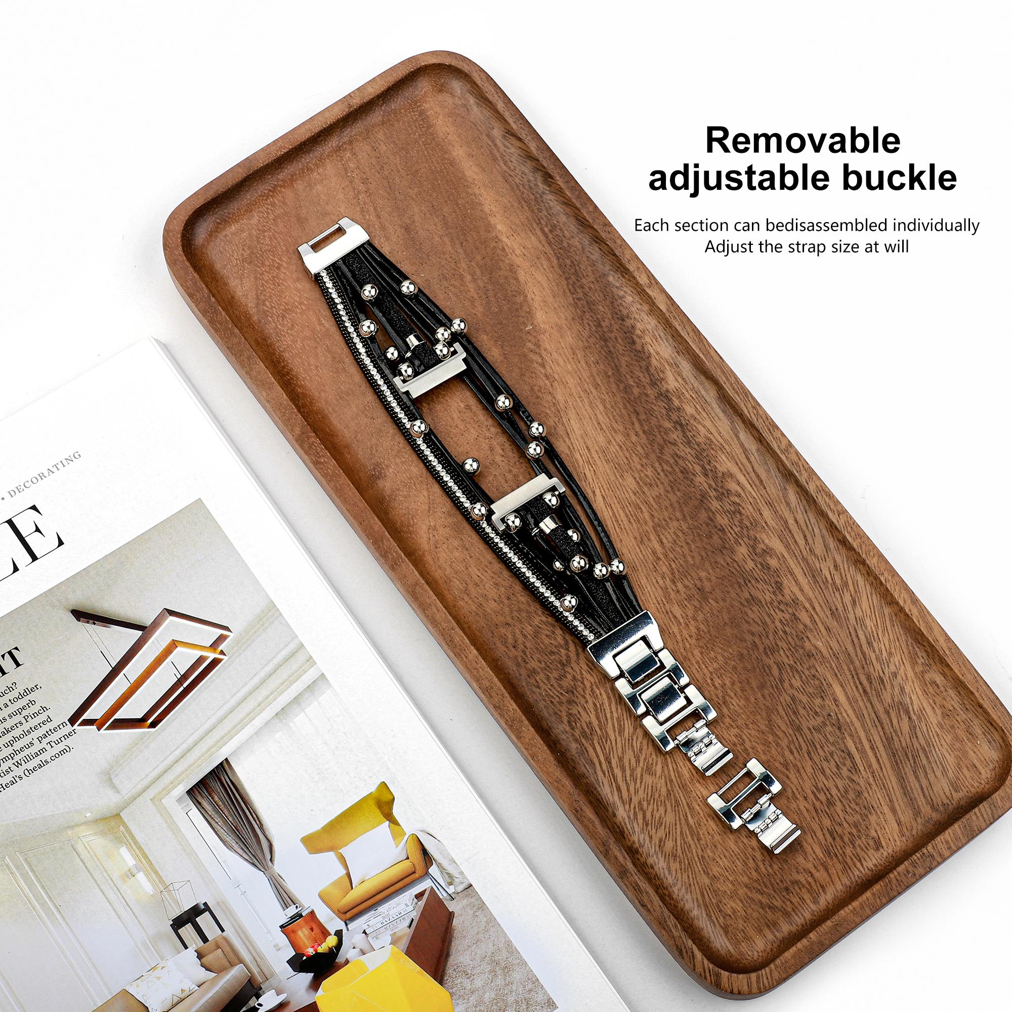 PU Leather Boho Bracelet Compatible with Samsung Galaxy Watch & Garmin Venu Bands, Stylish Accessory for Active Wear