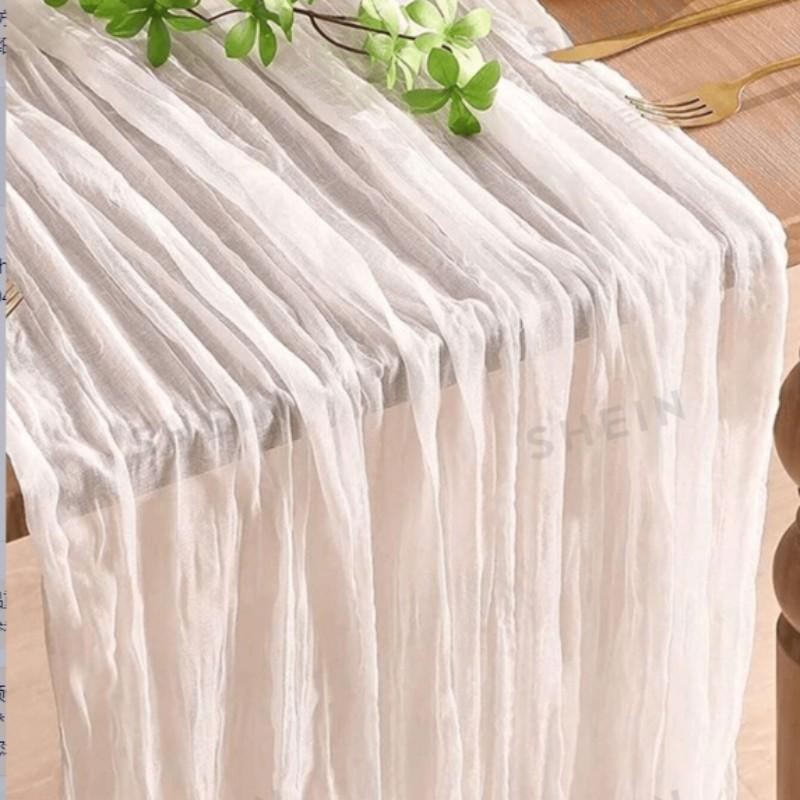 10 Pcs Sage White Table Runner Bohemian Country-Style Table Runner, Suitable for Weddings, Baby Baptism Parties and Holiday Decorations