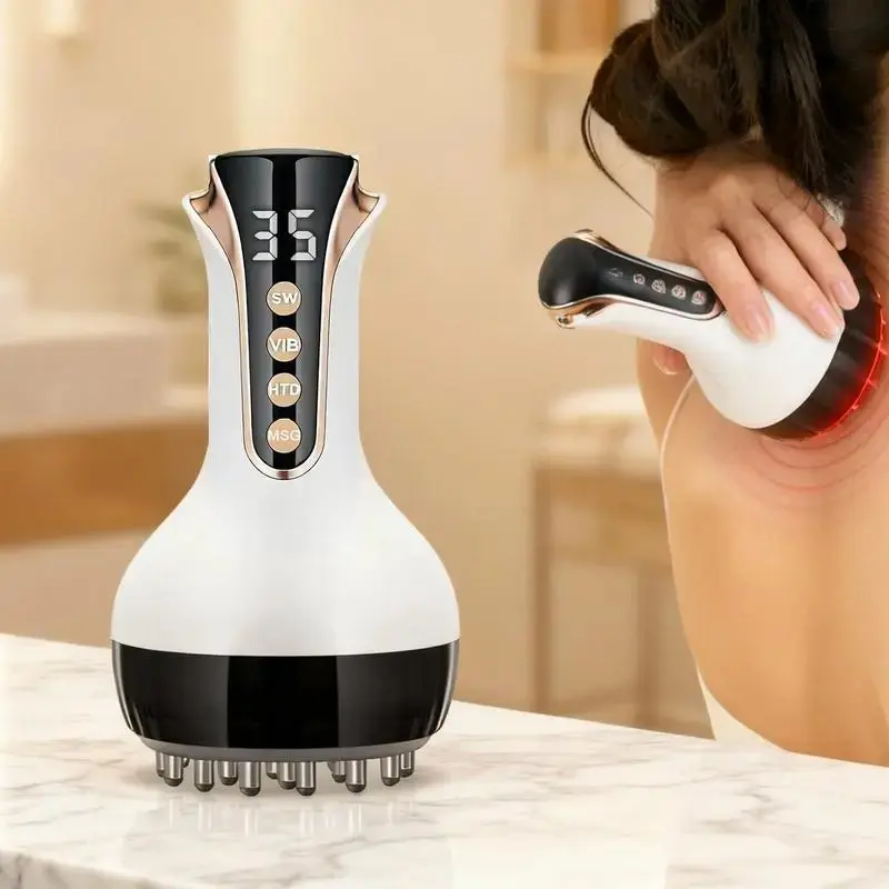 Massage Gua Sha Instrument, Lymph Drainage Massager with Heating and Vibration, Body Sculpting Machine for Legs, Arms, Abdomen, Wireless Electric Acupoint Brush