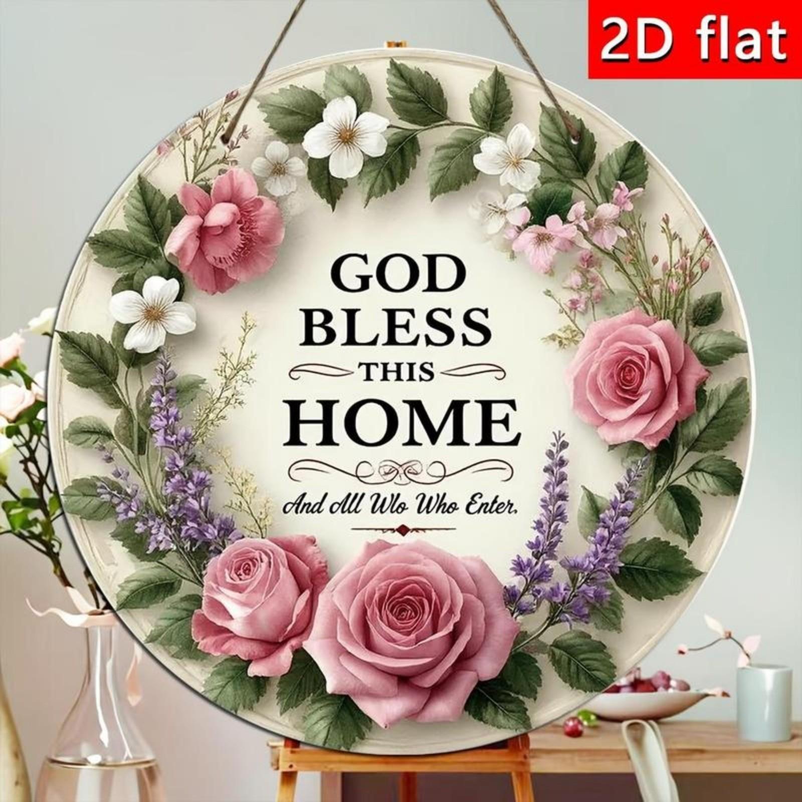 【fathersdaygift】God Bless This Home Round Wooden Sign, Floral Wreath Wall Art, Farmhouse Front Door Hanger, Inspirational Home Decor, Christian Welcome Sign for Porch, Living Room, Housewarming Gift 【fathersdaygift】God Bless This Home Round Wooden Sign, Floral Wreath Wall Art, Farmhouse Front Door Hanger, Inspirational Home Decor, Christian Welcome Sign for Porch, Living Room, Housewarming Gift