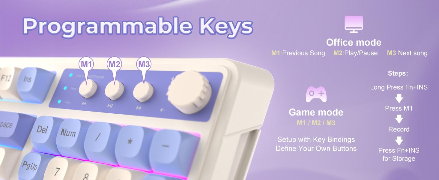 【TOP】AULA S99 Key Keyboard, Tri-Mode Bluetooth/2.4GHz/USB-C Cute Creamy Gaming Keyboard with Number Pad RGB Backlit, Media Knob Custom Mechanical Feel Computer Keyboard for MAC Xbox PC Gamer -Fixed Keycaps & Switches (Non-Replaceable) 【TOP】AULA S99 Key Keyboard, Tri-Mode Bluetooth/2.4GHz/USB-C Cute Creamy Gaming Keyboard with Number Pad RGB Backlit, Media Knob Custom Mechanical Feel Computer Keyboard for MAC Xbox PC Gamer -Fixed Keycaps & Switches (Non-Replaceable)