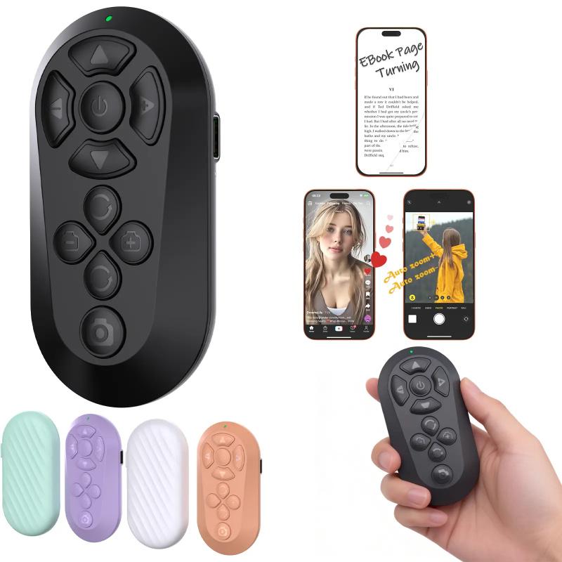Bluetooth Remote for TikTok Scrolling, Page Turning, Volume Control & Camera Shutter | Hands-Free Phone Controller for iPhone & Android, 2026 Upgraded, Wireless Remote Control