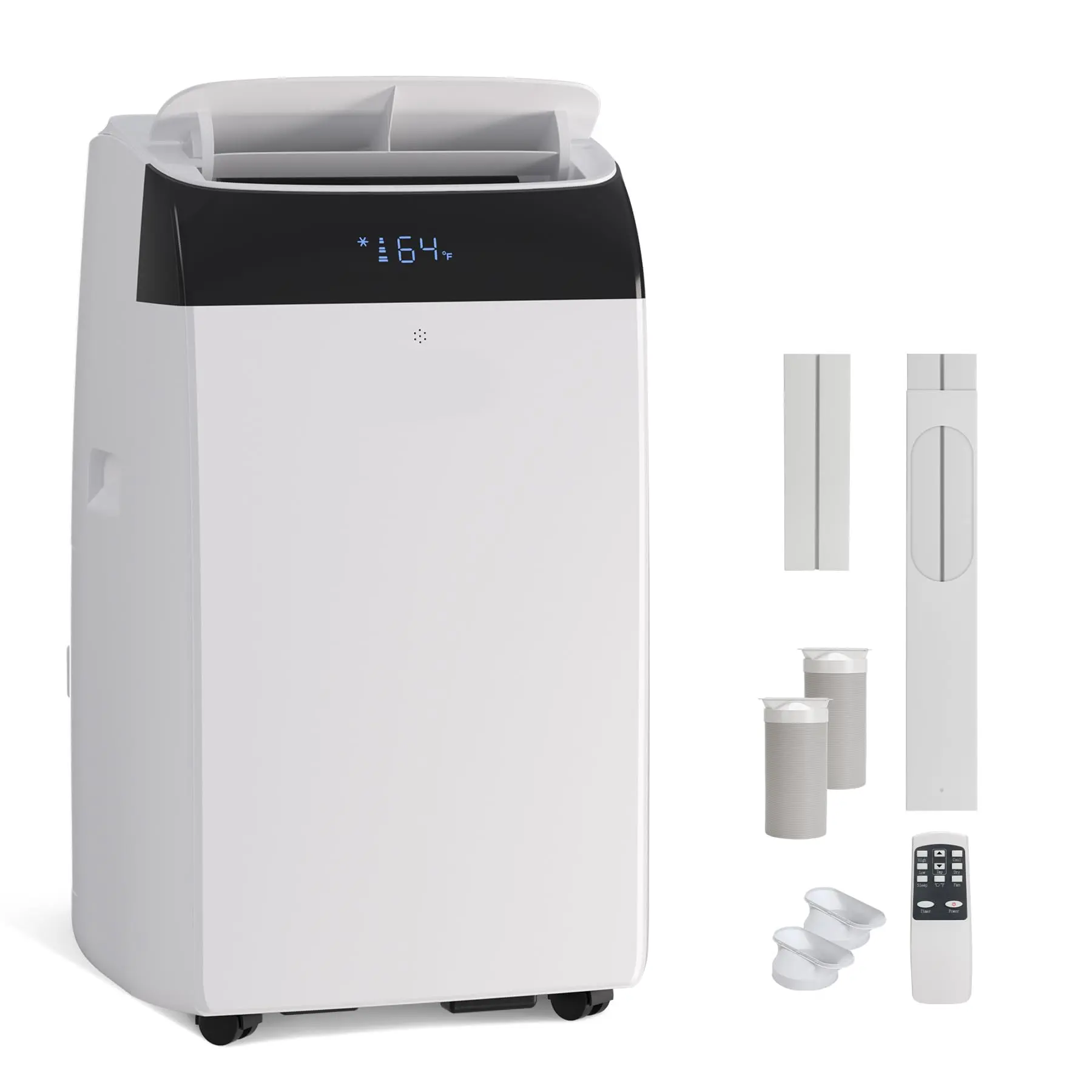 GARVEE 14000 BTU Inverter Portable Air Conditioner, Dual Hose Heat Pump, Cooling & Heating for 450 Sq. Ft, Quiet Dehumidifier Fan with Remote Control, Energy Efficient, White