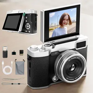 Flip Screen Retro Camera for Teens, Cute Pocket Digital Camera with Filters, Y2K Vintage Student Camera, Entry-Level Digital Camera with Memory Card, Rechargeable Portable Camera, Compact Camera, Gift for Christmas, New Year