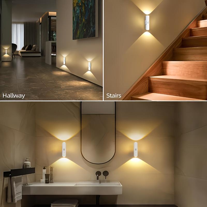 3/4 Pack Rechargeable Motion Sensor LED Night Light - RGB Gradient Ambient Lighting Magnetic Stick-On Wall Lamp, Smart Auto-On USB Convenient Charging Lights Long-Lasting Battery Lamps for Bedroom Stairs Hallway Entryway Kitchen, Home Decor Gift