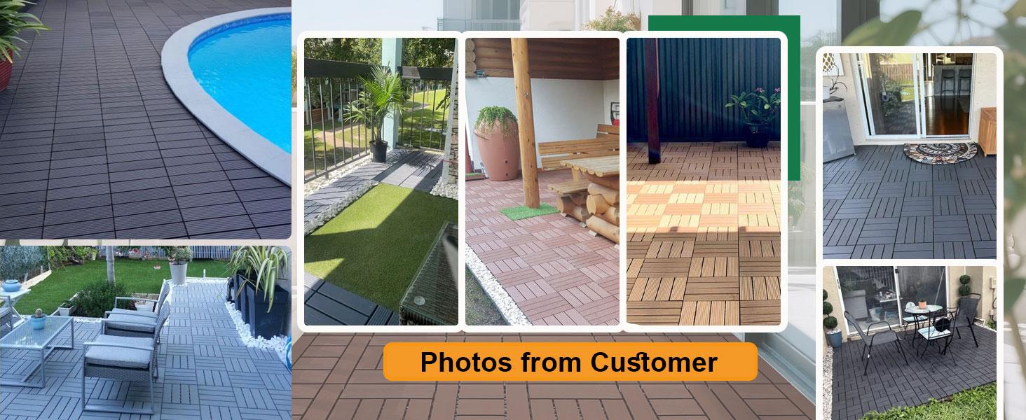 Brown Interlocking Deck Tiles, 44 Pack , 12"x12" Waterproof Outdoor Flooring All Weather Use, Patio Floor Decking Tiles for Porch Poolside Balcony Backyard foam marble wpc frameless shower door Reinforced Garage Screen High Gloss Water-Based Epoxy Paint