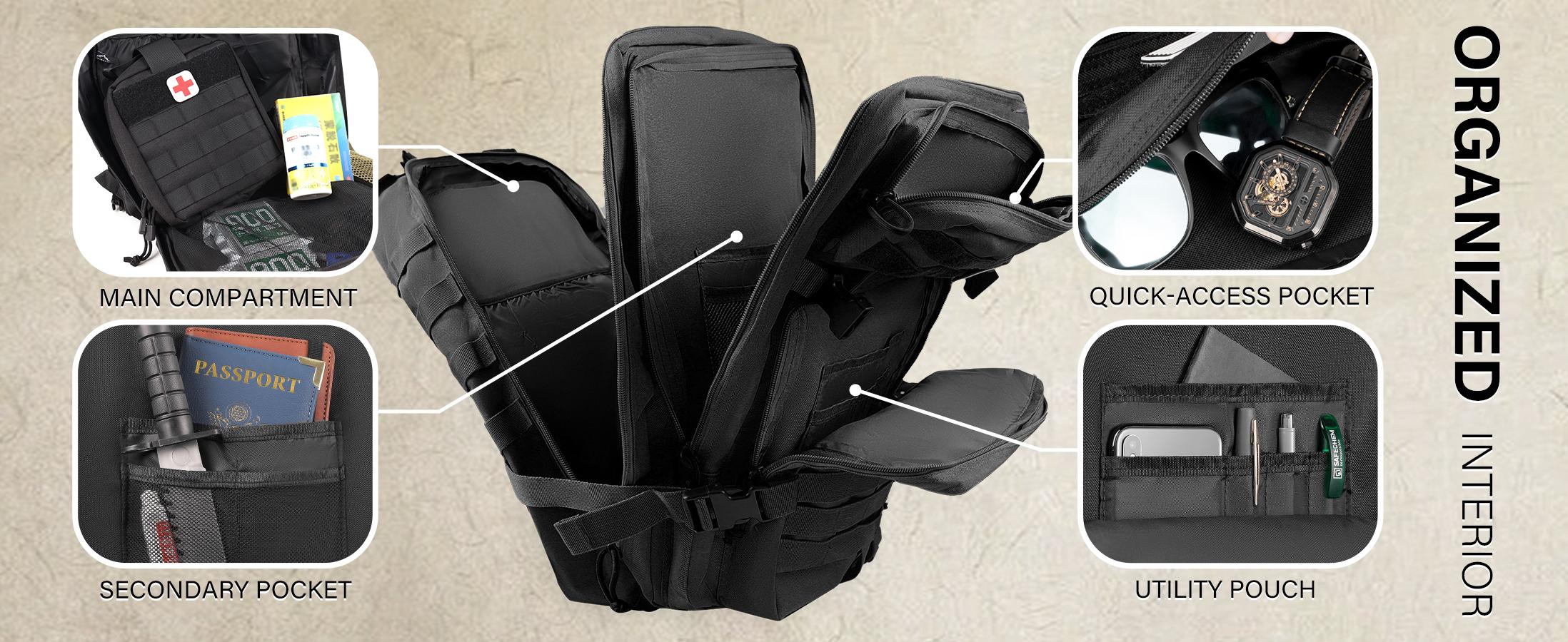 Large Capacity Military Tactical Backpack: Versatile 40L Waterproof Assault Pack with MOLLE Webbing Design for Outdoor Adventure Large Capacity Military Tactical Backpack: Versatile 40L Waterproof Assault Pack with MOLLE Webbing Design for Outdoor Adventure