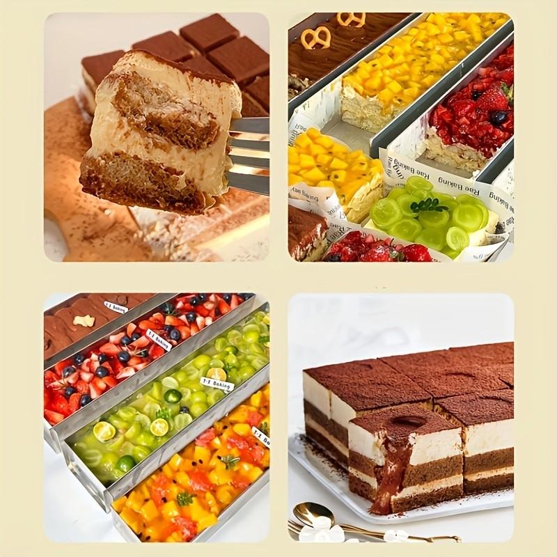 Rectangular Stainless Steel Cake Mold Set, Long Tray & Spatula Tools, Commercial Mousse Cheese Cake Baking Supplies, Trendy Tiramisu Moulds, Bakery Molds
