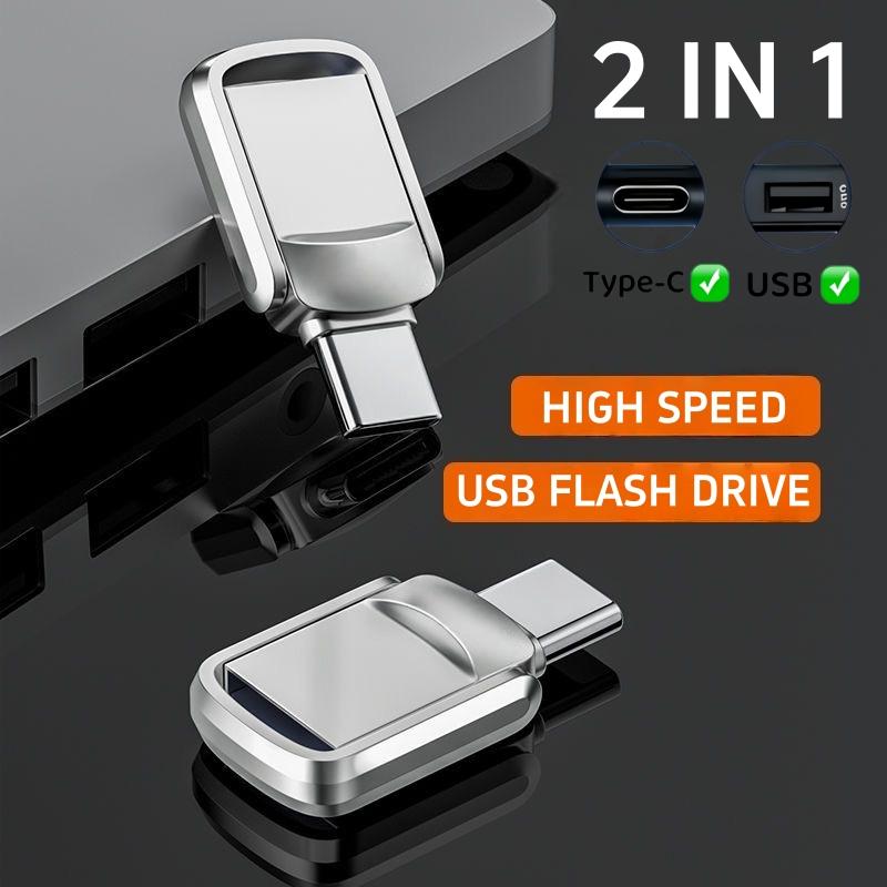 Dual Interface High-Speed Mini USB 2.0 Flash Drive, USB Flash Drives, 128GB/100GB/64GB/32GB Options, Portable for Computer, Mac, Smartphone, Tablet, Type-C/USB Portable Pen Drive, New MacBook, High-Speed USB Memory Stick Without Battery