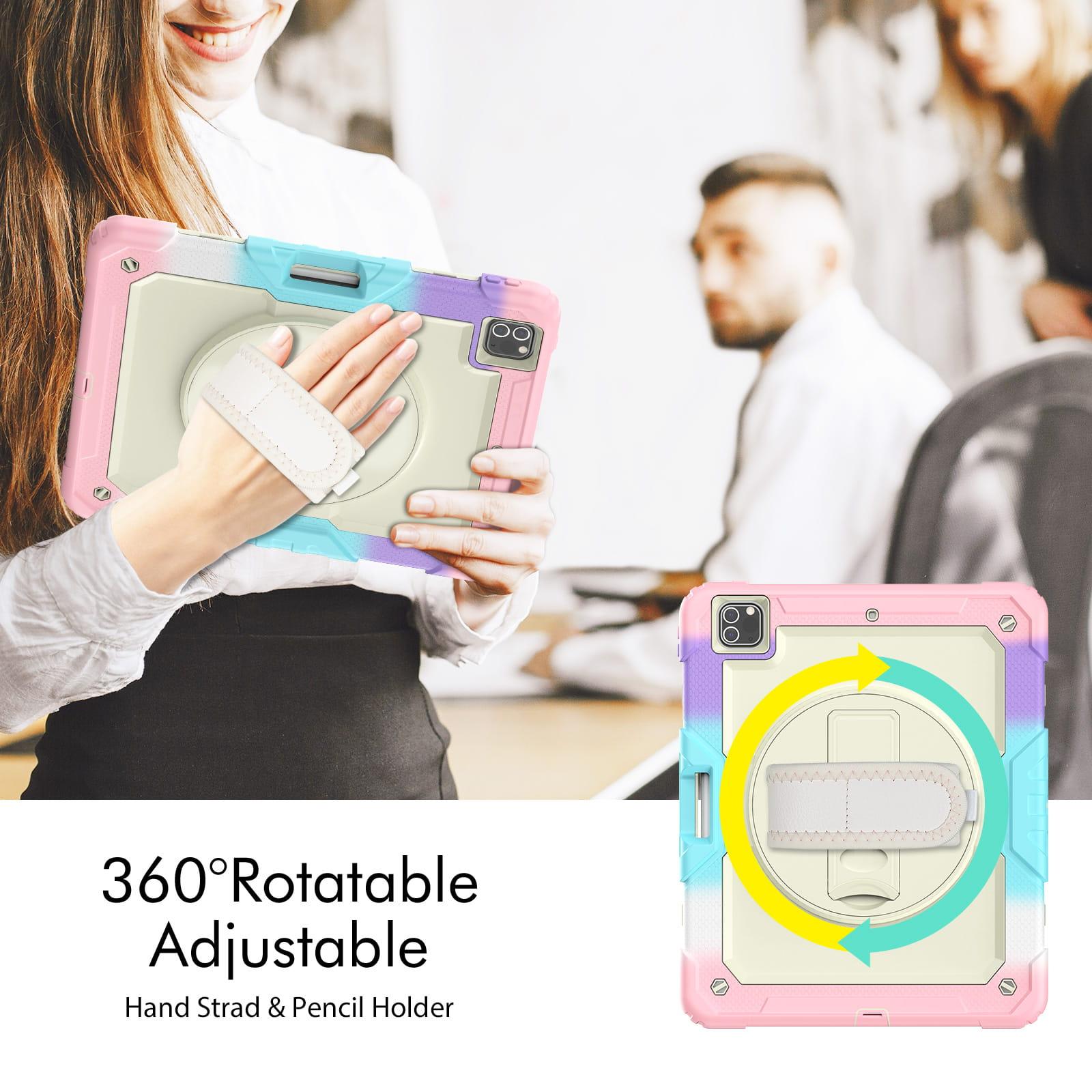 Shockproof Tablet Case with Adjustable Shoulder Strap & 360° Rotating Handle, Anti-drop Protective Sleeve for iPad Pro 12.9