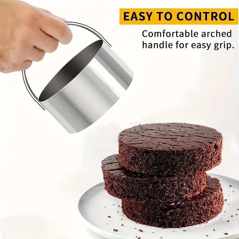 5-Piece Stainless Steel Round Cookie Cutter Set with Ergonomic Handle, Durable Baking Tool for Perfect Shape Pastry Cookie Dough, Ideal for Christmas Halloween Easter Valentine, Baking Supplies