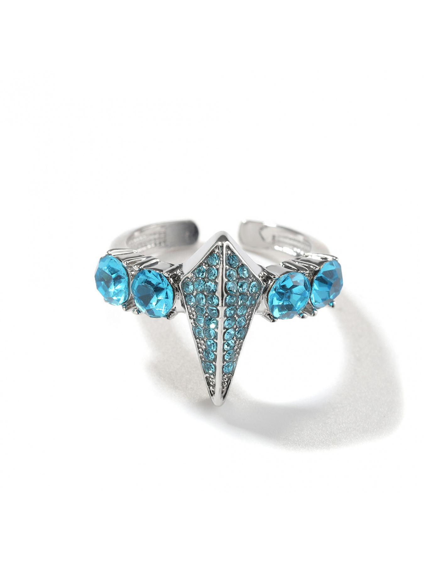 Hip-hop style new diamond-encrusted alloy black panther ring, men's niche exaggerated open adjustable ring, vintage jewelry