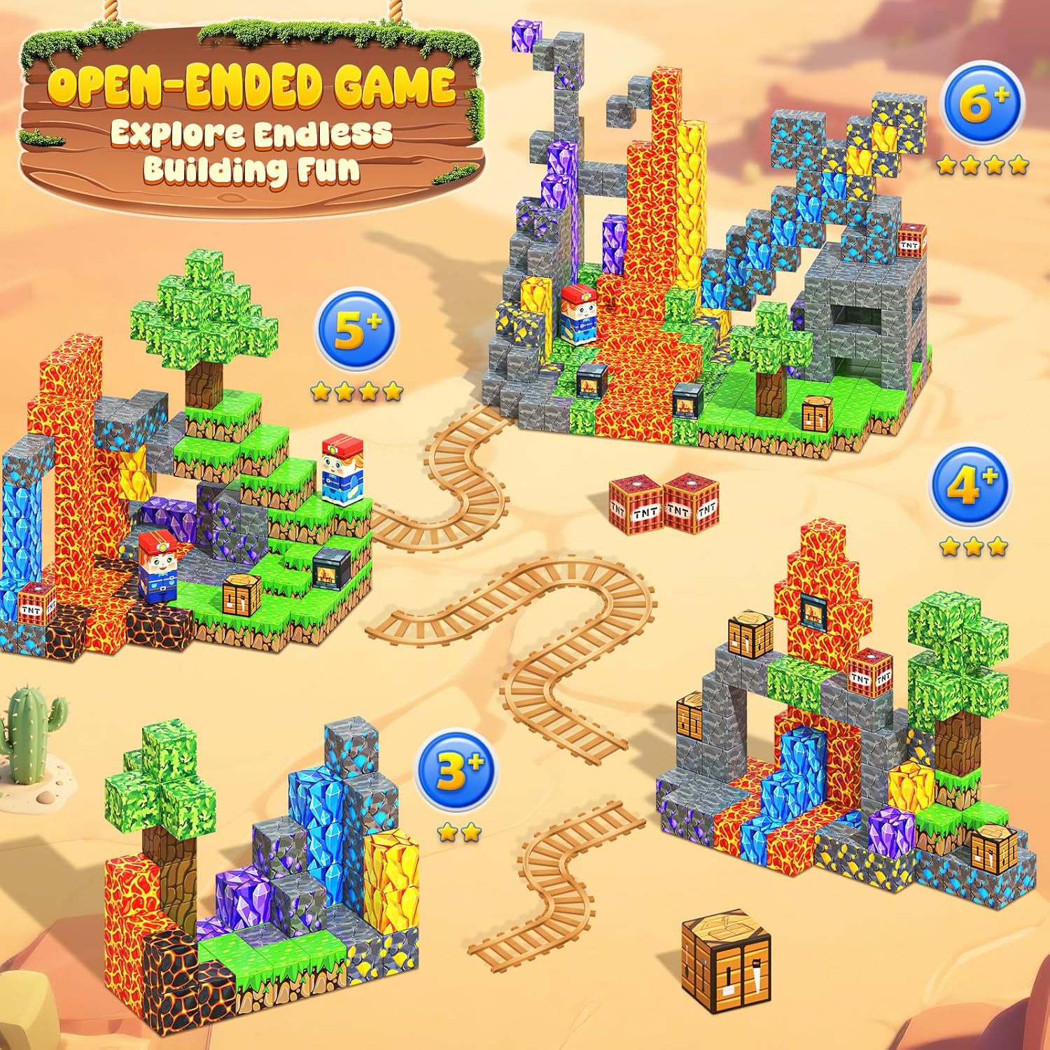 100PCS-Magnetic Building Blocks with Storage Bag STEM Montessori Toys Gift Build Mine Magnet World Classroom Must Haves