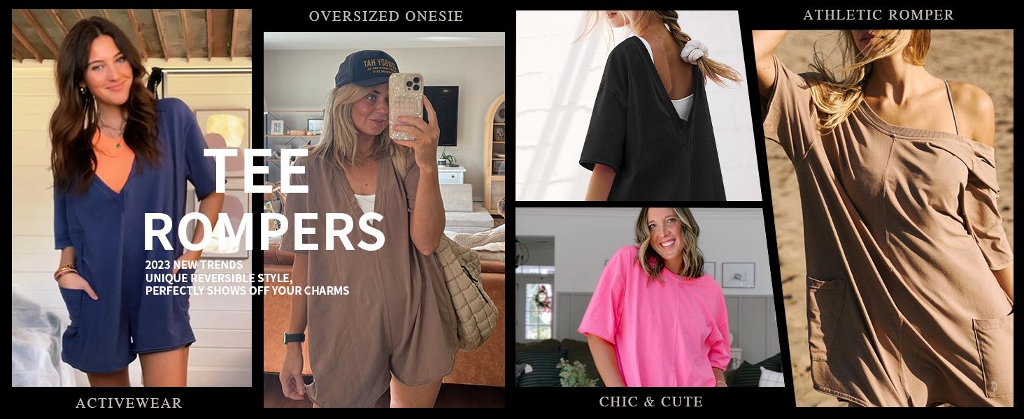 SCUSTY Womens Oversized Rompers Back V Neck Jumpsuits Casual Athletic Workout Tee Onesie Activewear SCUSTY Womens Oversized Rompers Back V Neck Jumpsuits Casual Athletic Workout Tee Onesie Activewear